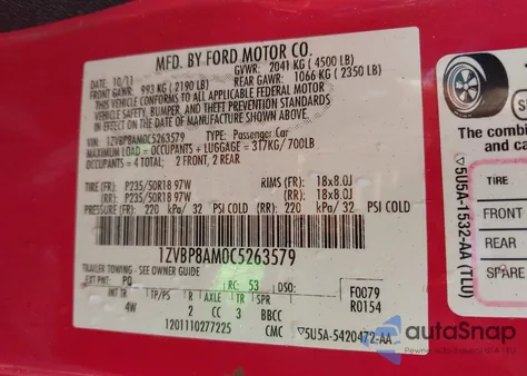 2012 Ford Mustang V6 Premium from USA, damaged, VIN 1ZVBP8AM0C5263579